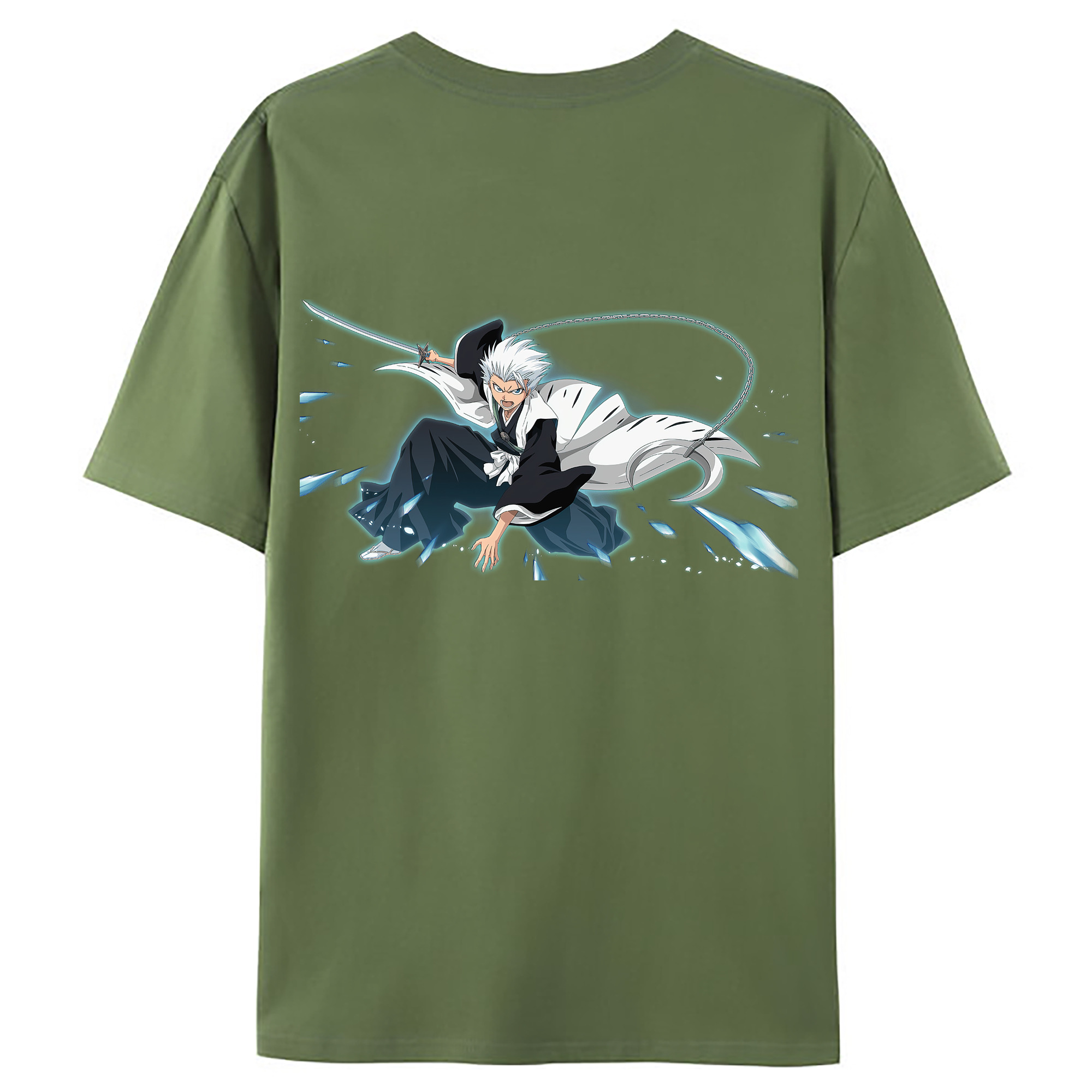 （画像用） ブリーチ 日番谷冬獅郎（ひつがや とうしろう） BLEACH Hitsugaya Toushirou 綿100％ メンズ半袖Tシャツ（バックプリント） 通気性